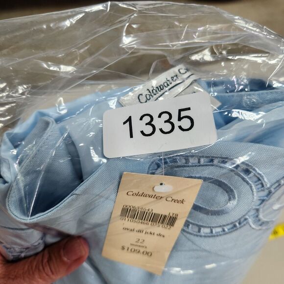 Coldwater Creek Womens Plus Linen Blend Blazer Size 22W Blue Embroidered Career - Picture 11 of 12